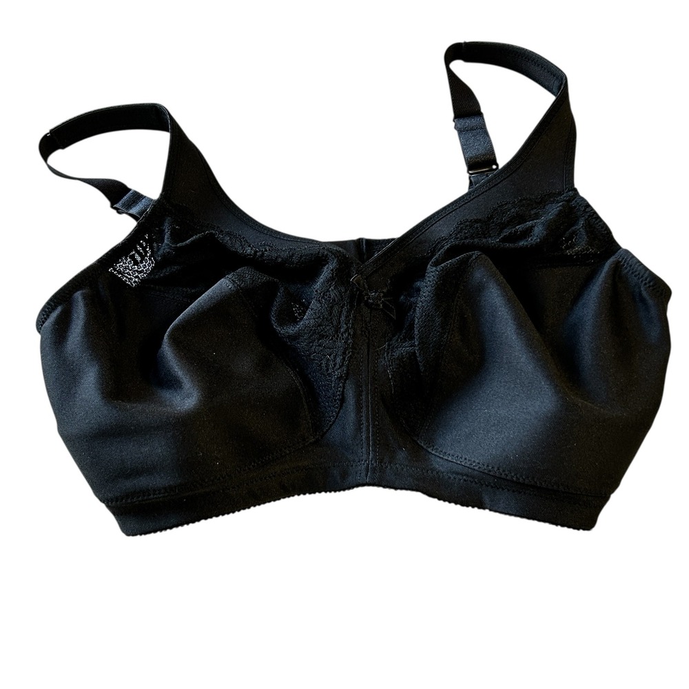 Glamorise Bra 38H Black Full Coverage Comfort Lace Wireless‎